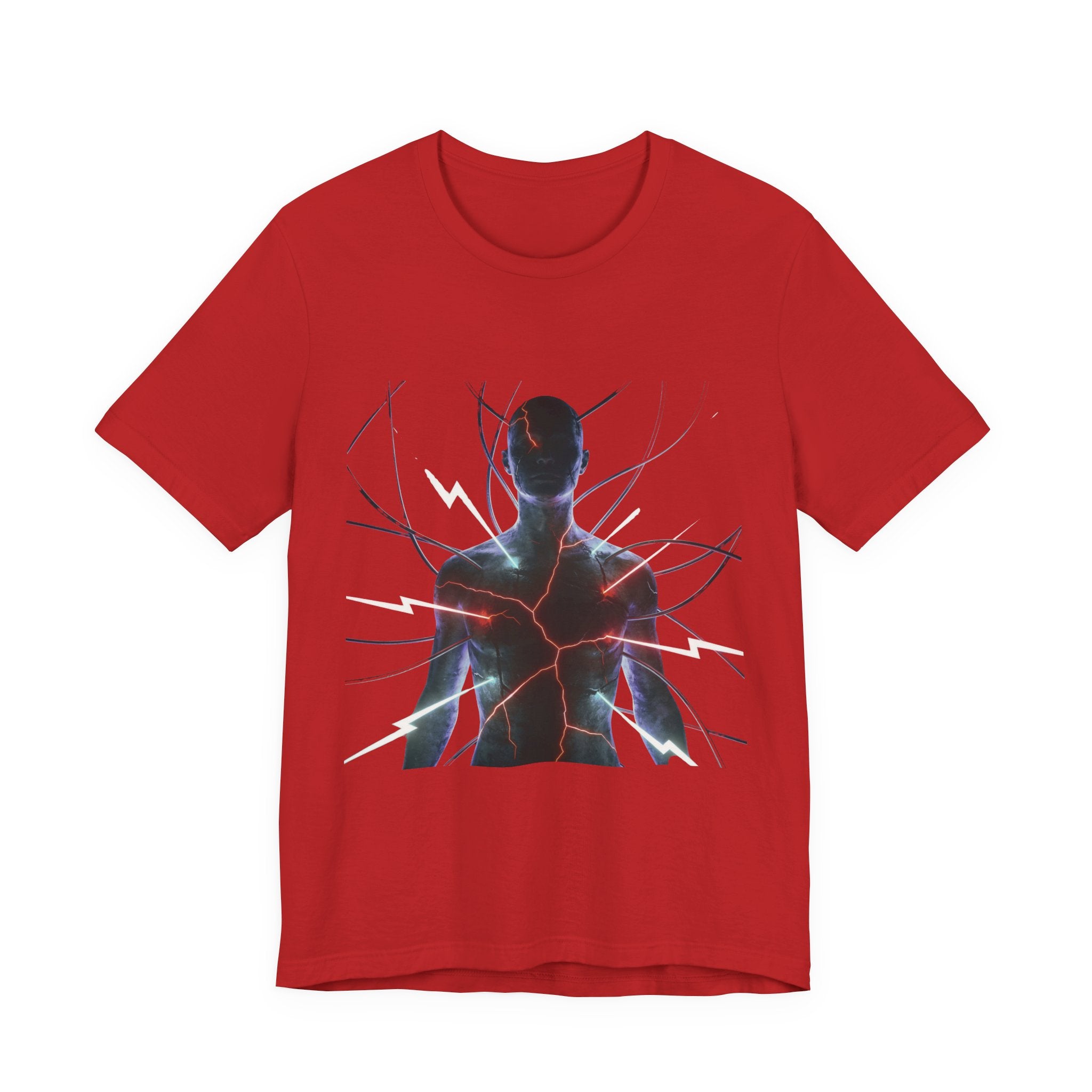 Abstract Electric Silhouette Tee — Futuristic Lightning Graphic T-Shirt