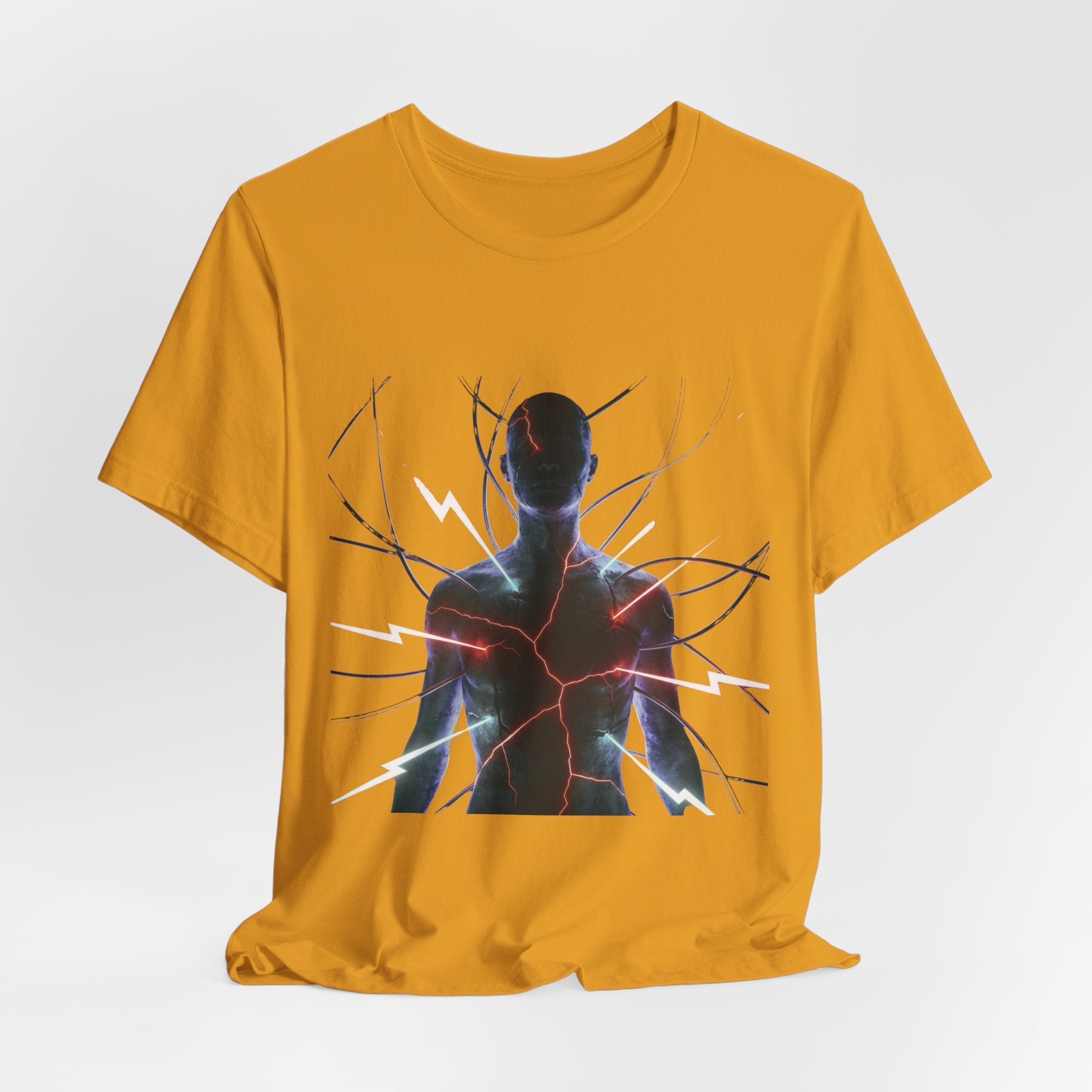 Abstract Electric Silhouette Tee — Futuristic Lightning Graphic T-Shirt