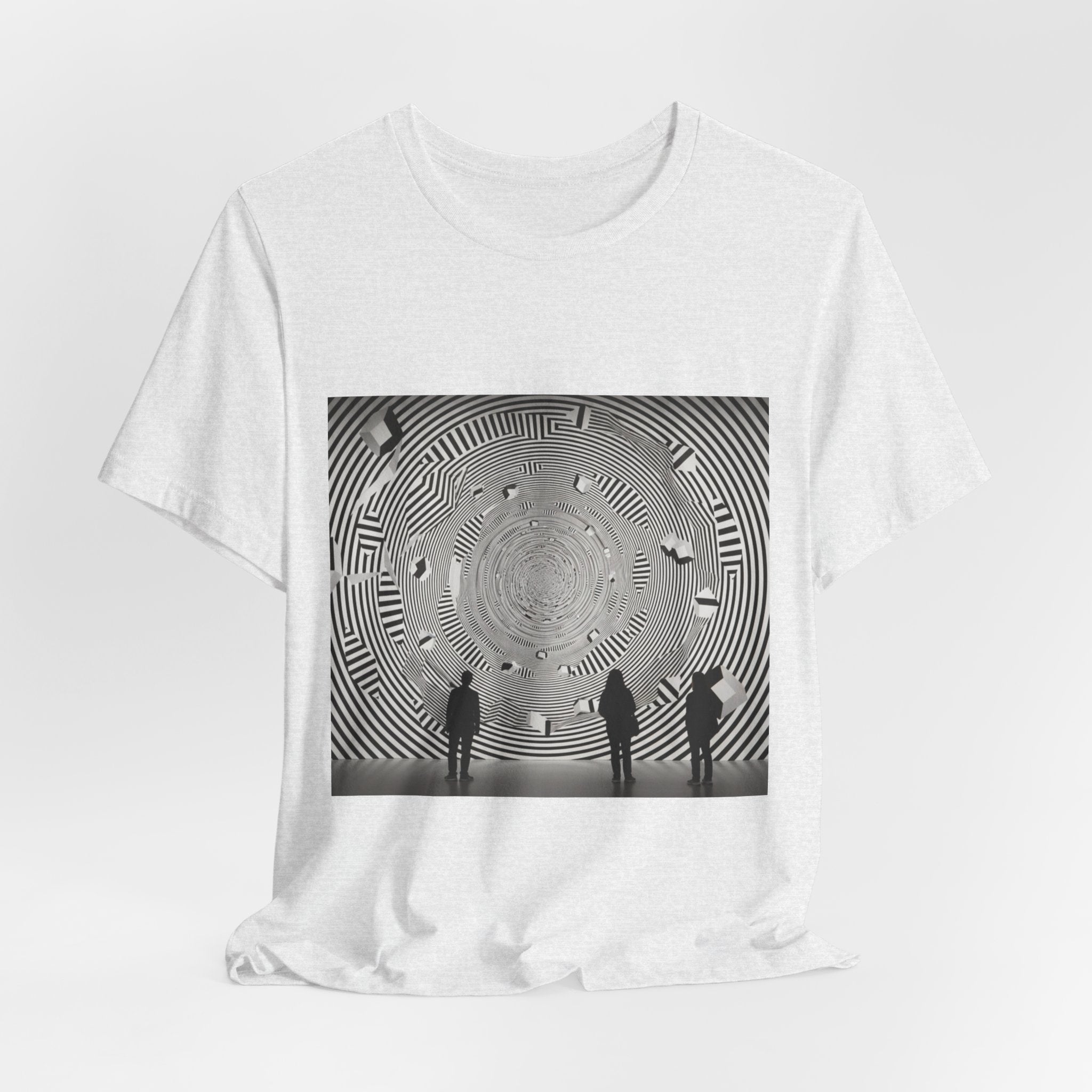 Optical Illusion Band Tee — Silhouette Crowd Spiral Concert Graphic T-Shirt
