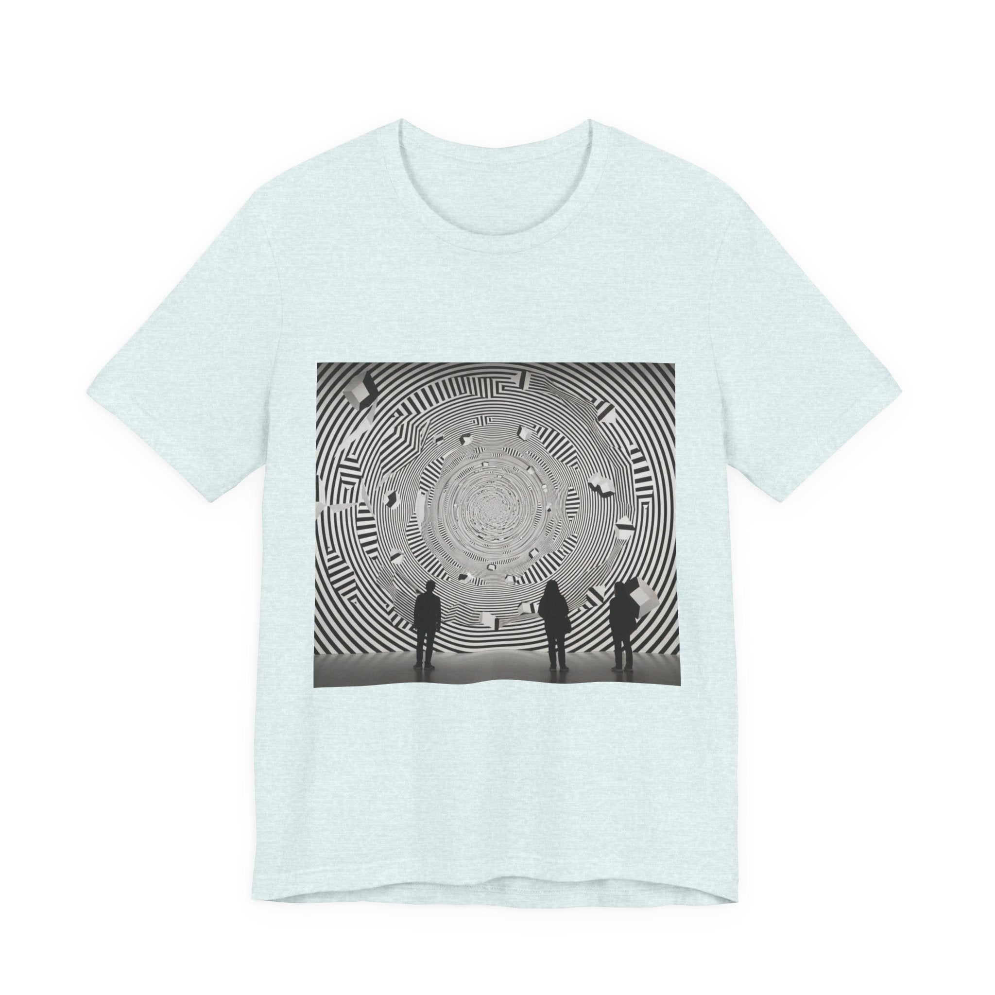 Optical Illusion Band Tee — Silhouette Crowd Spiral Concert Graphic T-Shirt