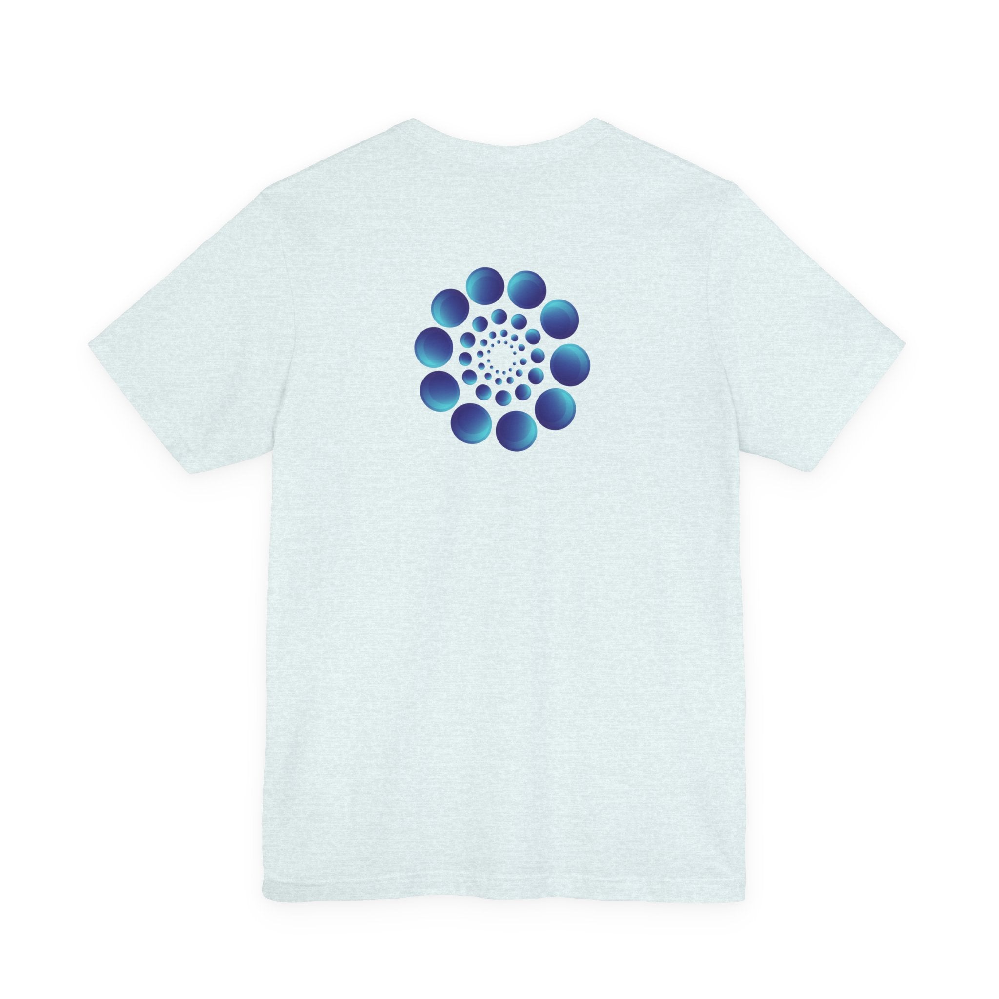 Spiral Blue Dot Tee — Geometric Optical Design T-Shirt