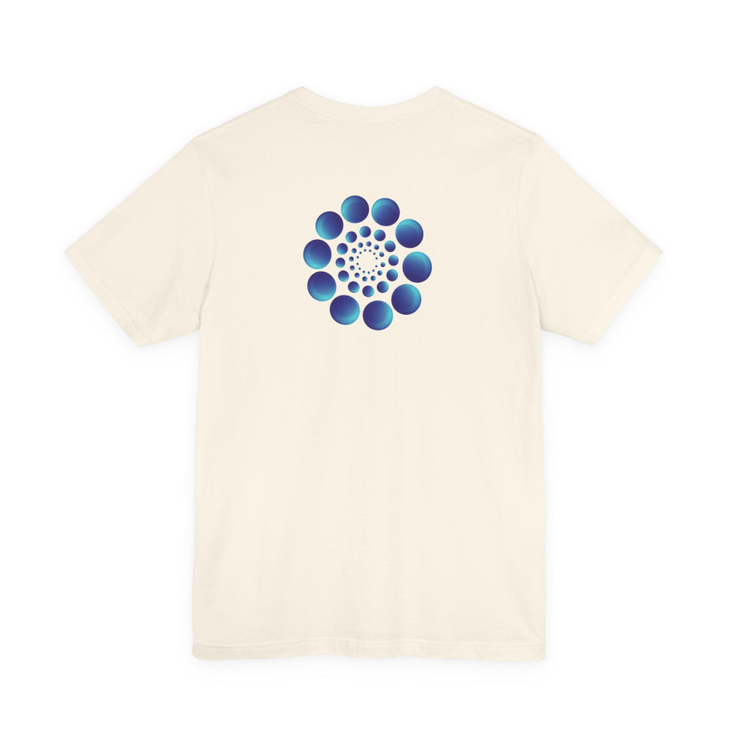 Spiral Blue Dot Tee — Geometric Optical Design T-Shirt