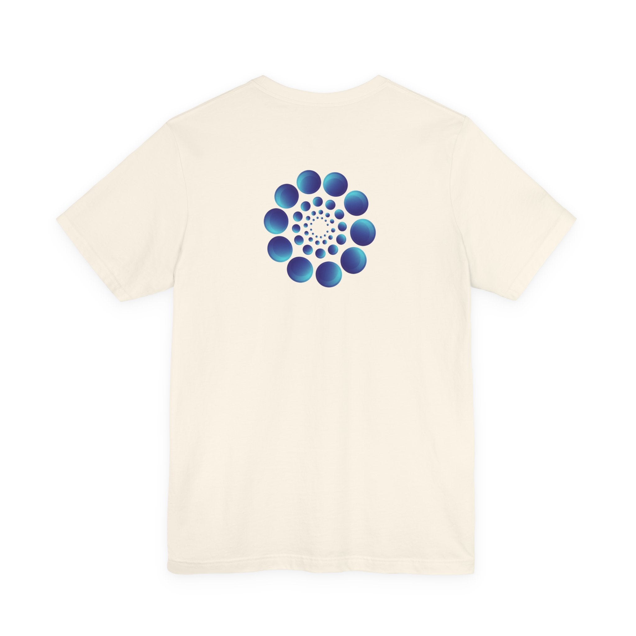 Spiral Blue Dot Tee — Geometric Optical Design T-Shirt