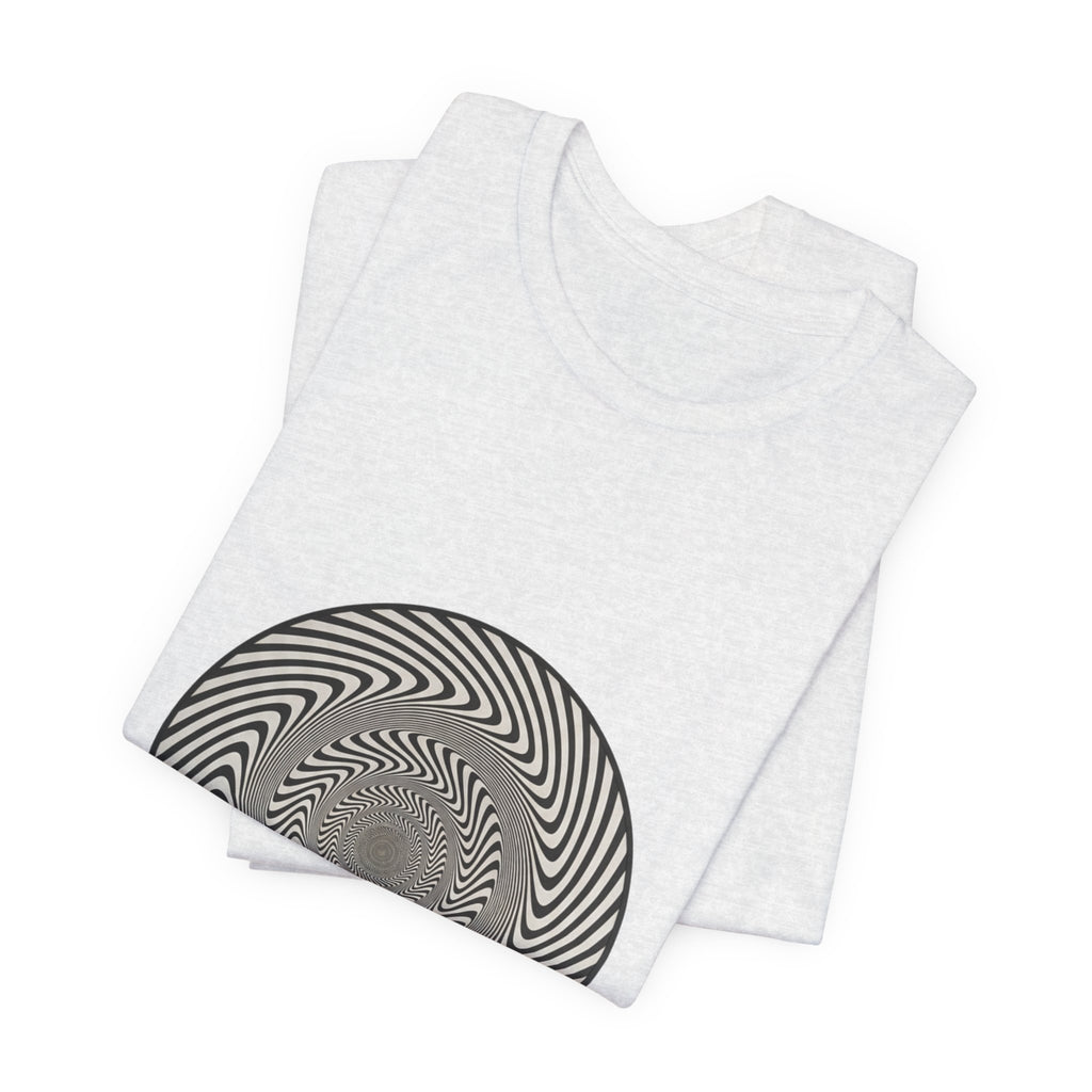 Optical Spiral Illusion Tee - Black Hypnotic Circle Graphic T-Shirt