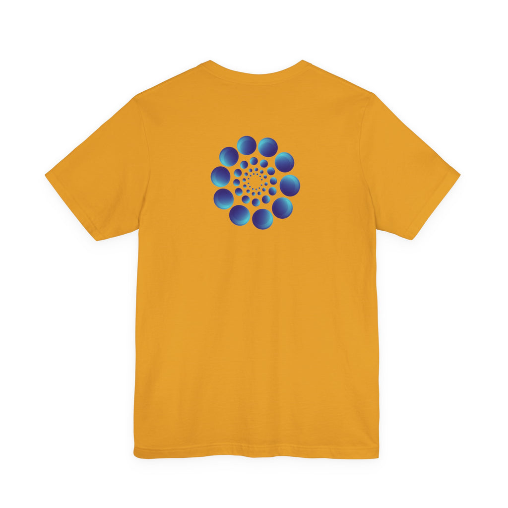 Spiral Blue Dot Tee — Geometric Optical Design T-Shirt