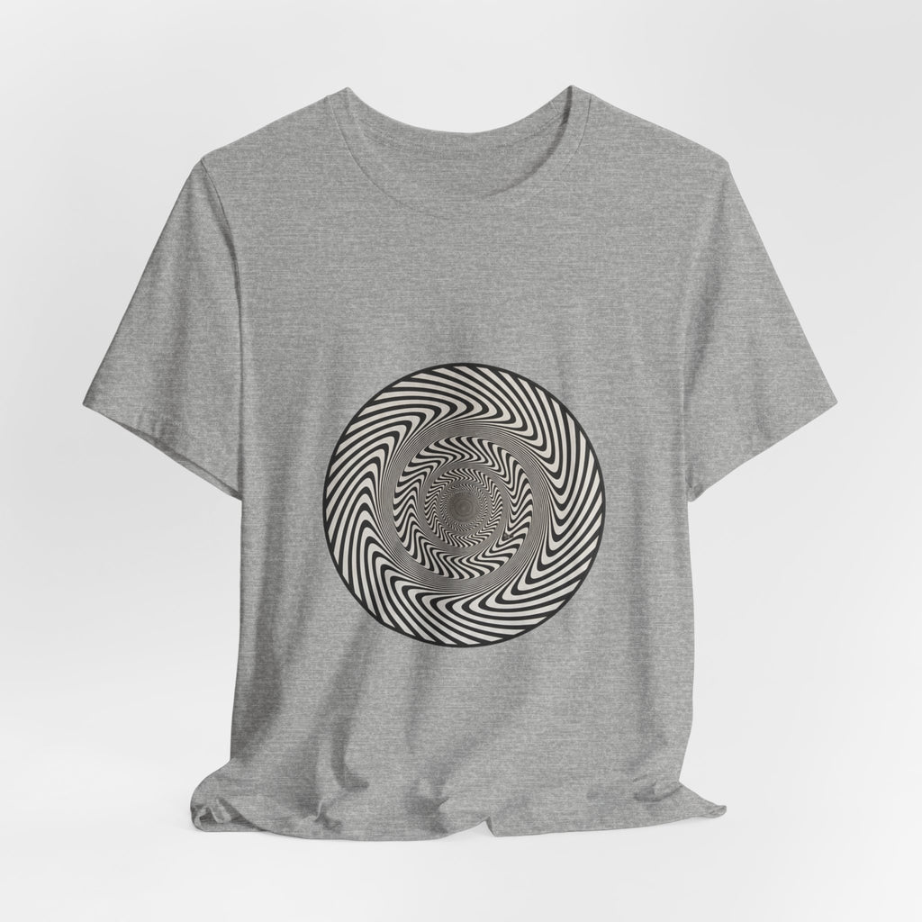 Optical Spiral Illusion Tee - Black Hypnotic Circle Graphic T-Shirt