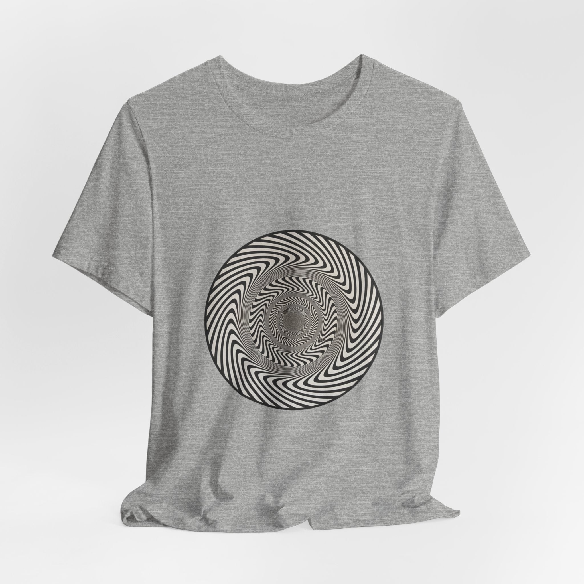 Optical Spiral Illusion Tee - Black Hypnotic Circle Graphic T-Shirt
