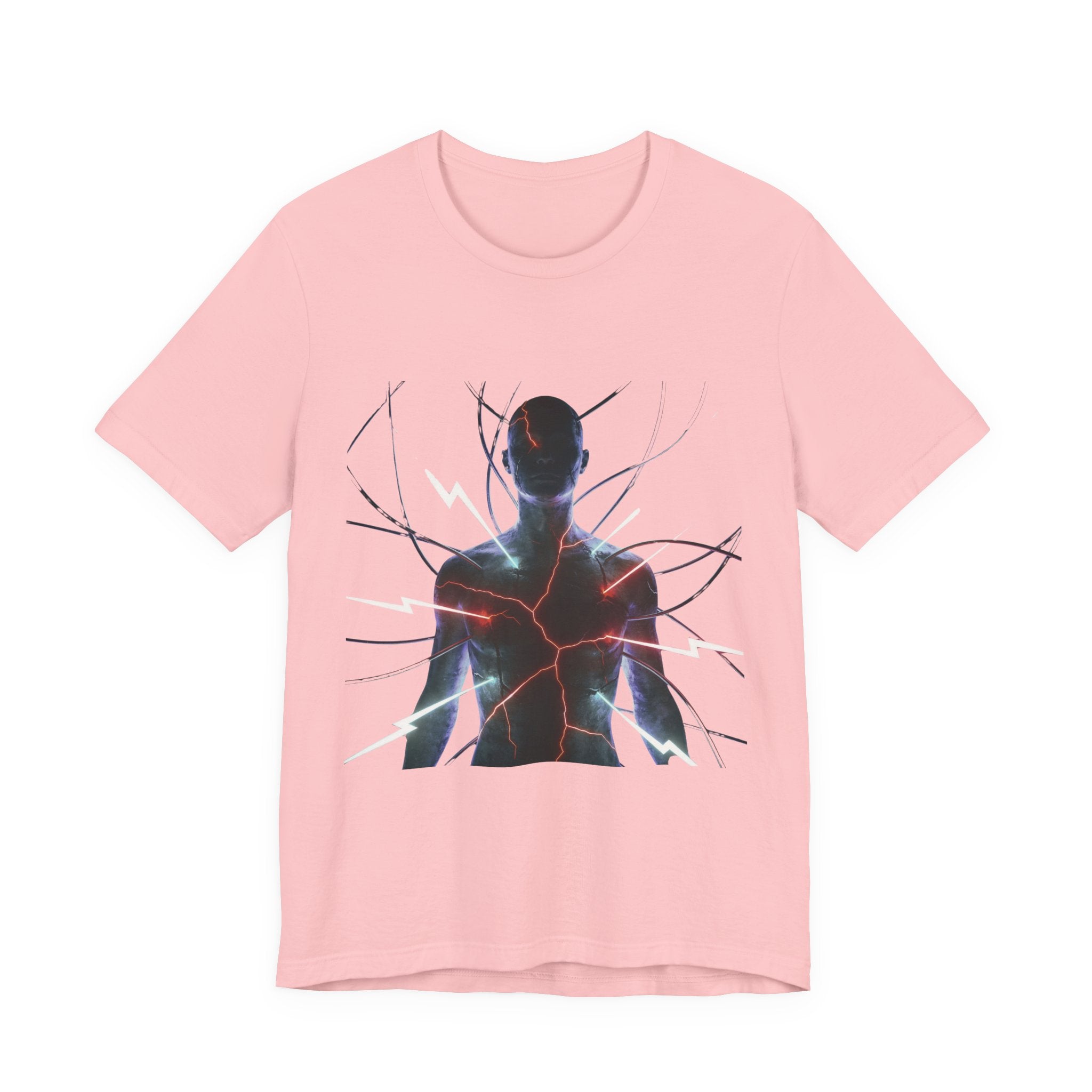 Abstract Electric Silhouette Tee — Futuristic Lightning Graphic T-Shirt