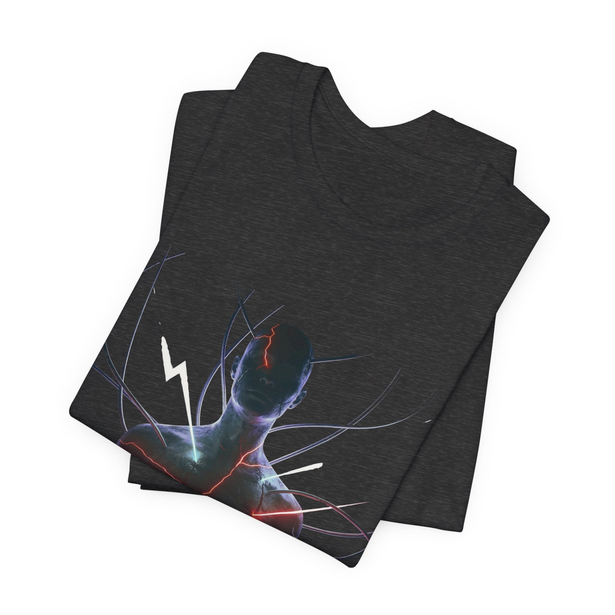 Abstract Electric Silhouette Tee — Futuristic Lightning Graphic T-Shirt